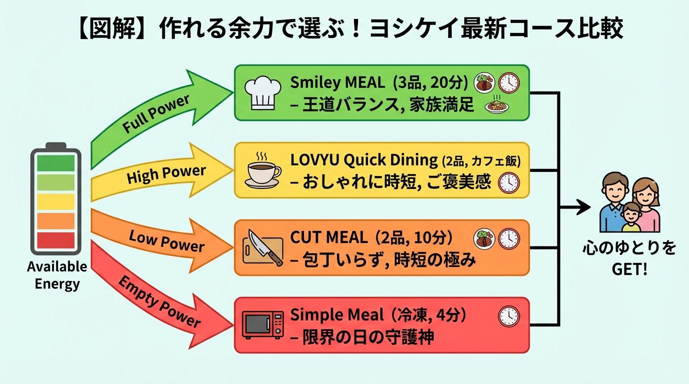 【図解】作れる余力で選ぶ！ヨシケイ最新コース比較