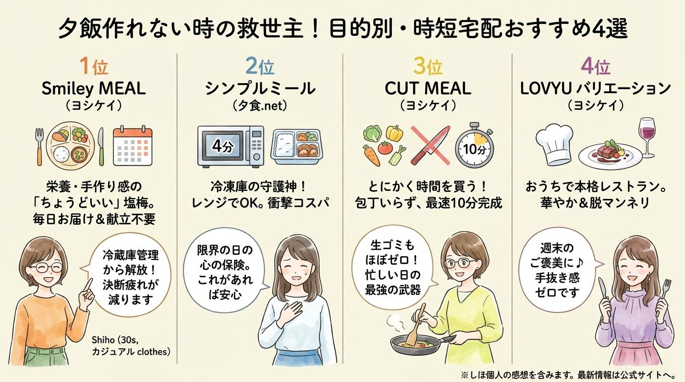 夕飯作れない時の救世主！目的別・時短宅配おすすめ4選