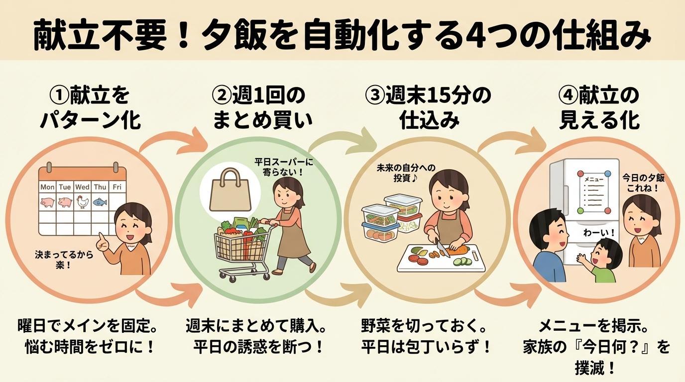 献立不要！夕飯を自動化する4つの仕組み