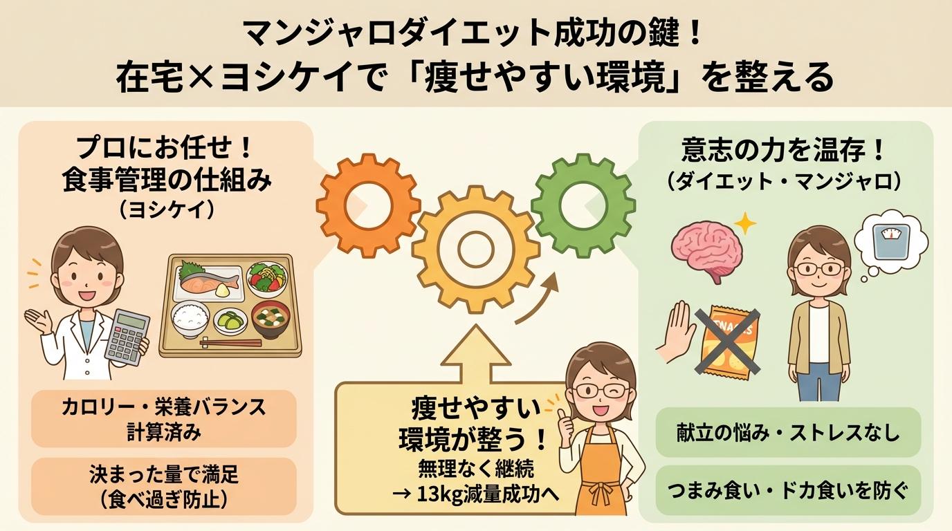 マンジャロダイエット成功の鍵！在宅×ヨシケイで「痩せやすい環境」を整える