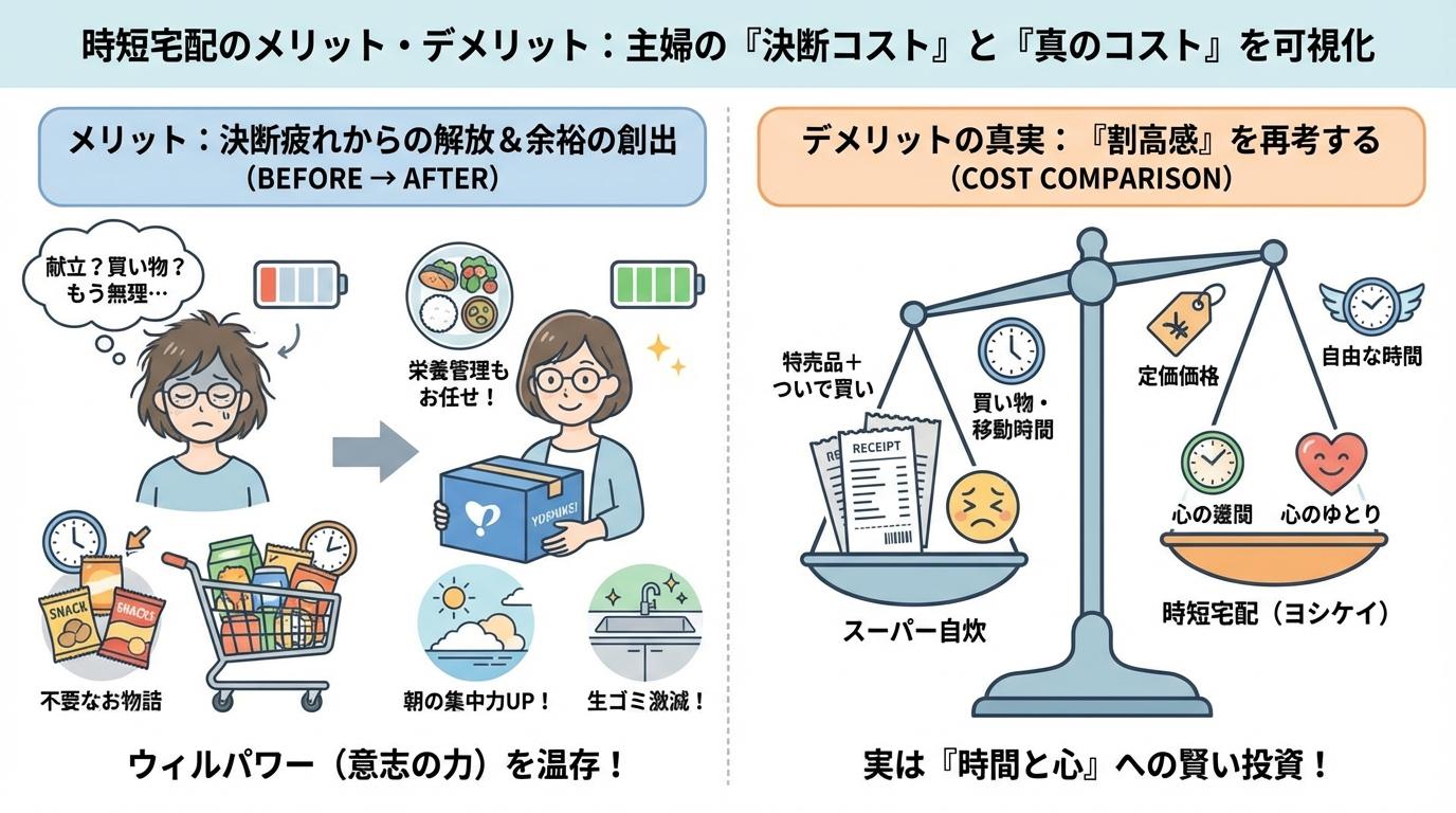 時短宅配のメリット・デメリット：主婦の「決断コスト」と「真のコスト」を可視化