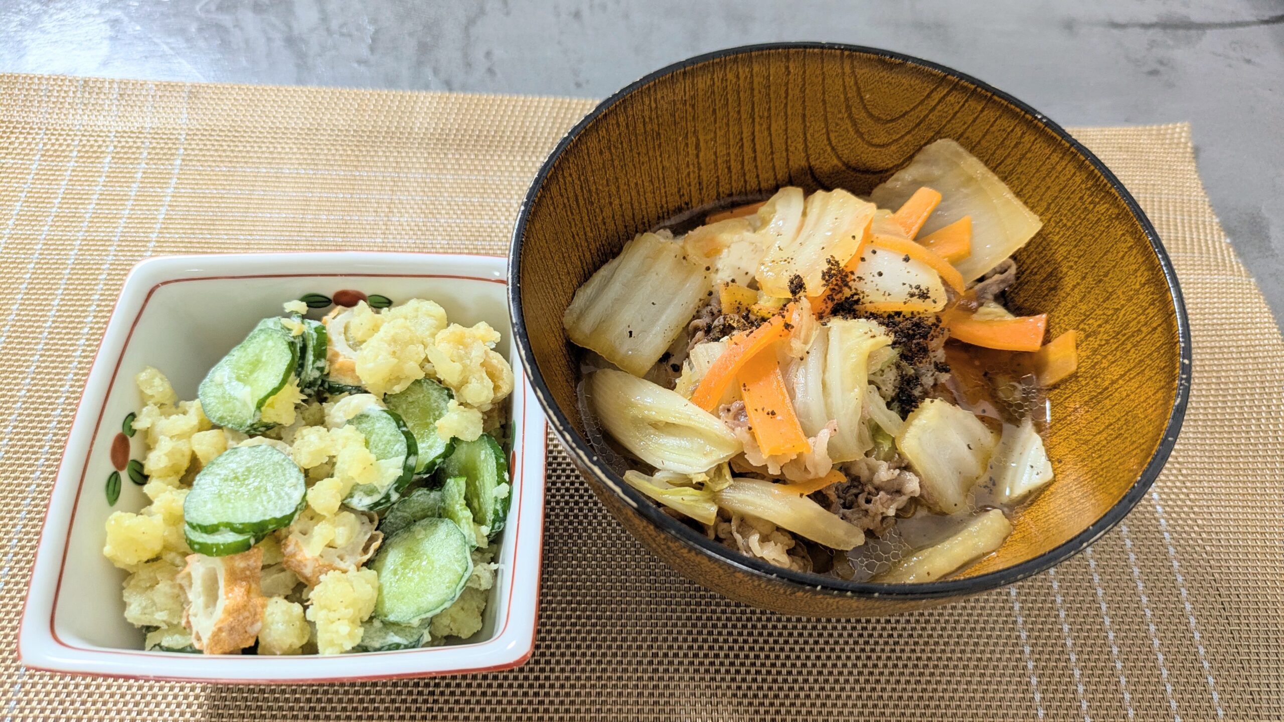 マンジャロダイエット ヨシケイ 牛すき煮 和風ポテトサラダ 完成